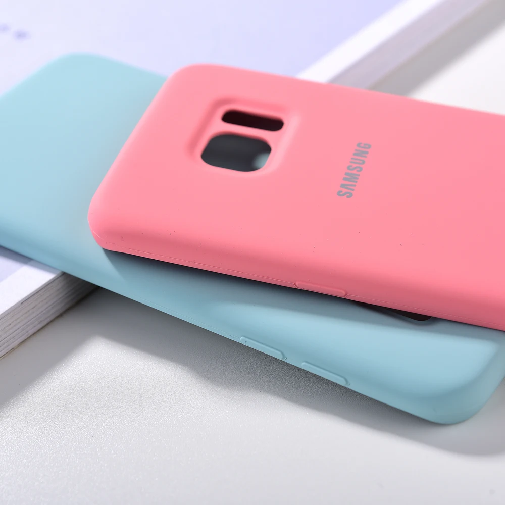 Оригинальный чехол для Samsung S7 Edge из жидкого силикона карамельного цвета Гладкий