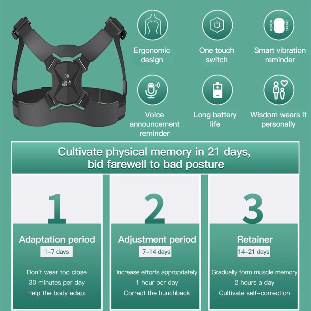 

Electric Posture Corrector Back Brace Spine Stretcher Back Support Rechargeable Back Posture Correction Belt Back Straightener