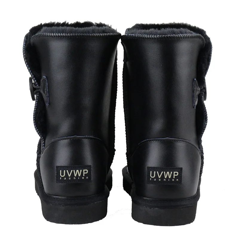 Теплые ботинки из натуральной яловой кожи Модные водонепроницаемые теплые