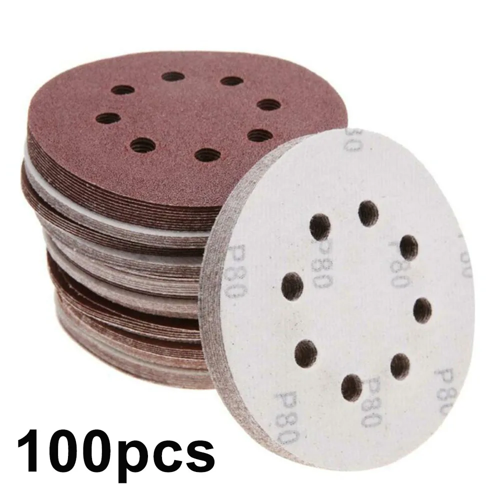 Бумага наждачная круглая зернистая на липучке 100 мм 5 дюймов 125 шт. | Инструменты