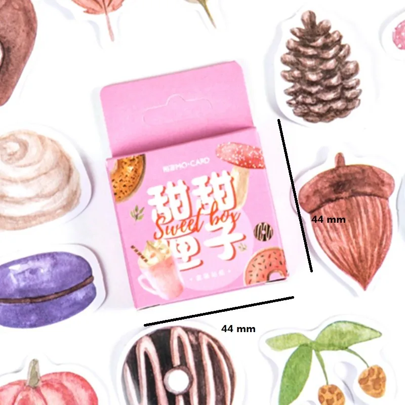 

46pcs/pack Kawaii Pink donut Decorative Stationery Cartoon Pine Cone Plant Stickers Scrapbooking DIY Diary Album Stick Lable