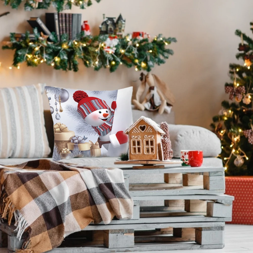

45 x 45 cm Merry Christmas Cushion Cover Pillow Case Cover Home Christmas Xmas Holiday Ornaments Decorations Supplies