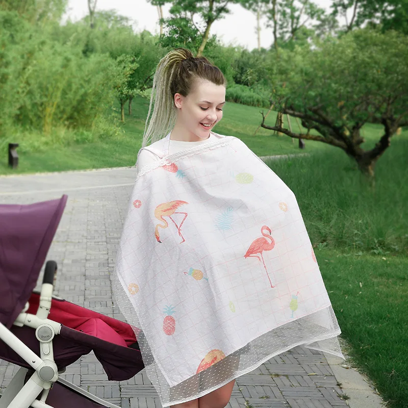 

Cotton Breastfeeding Cover Outdoors Baby Feeding Privacy Apron Scarf Newborn Breast Nursing Poncho Stroller Cover Mosquito Net