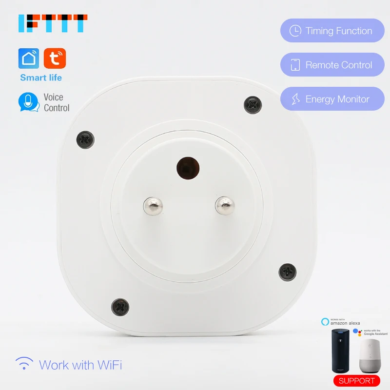 16A wifi умная штепсельная вилка французская с монитором питания FR розетка