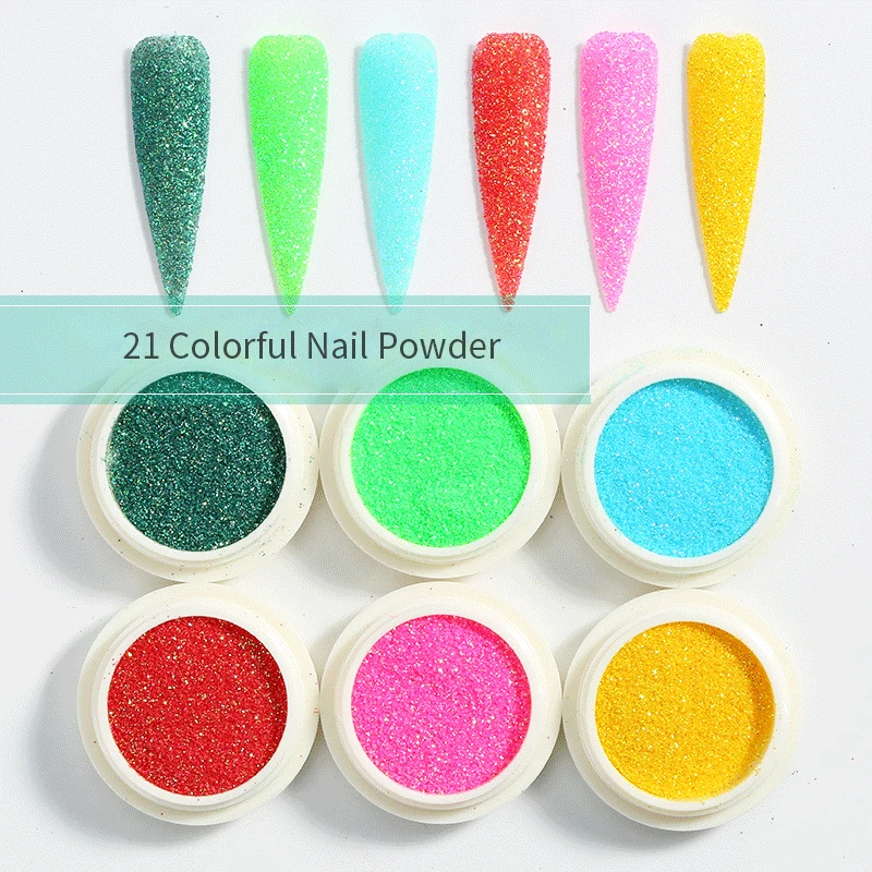 6 коробок/комплект флуоресцентные Блестки для ногтей пудра розовое золото