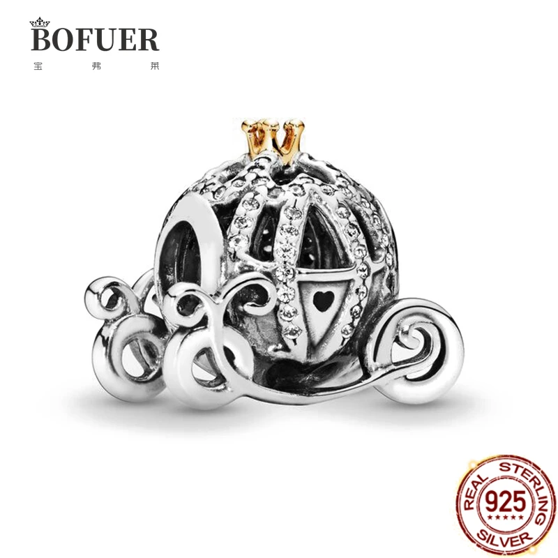 

2021 New Christmas Pumpkin Charms Fairy Tale Crown Car Beads For Women Brand 925 Silver Pandora Bracelet DIY charm Jewelry 139B