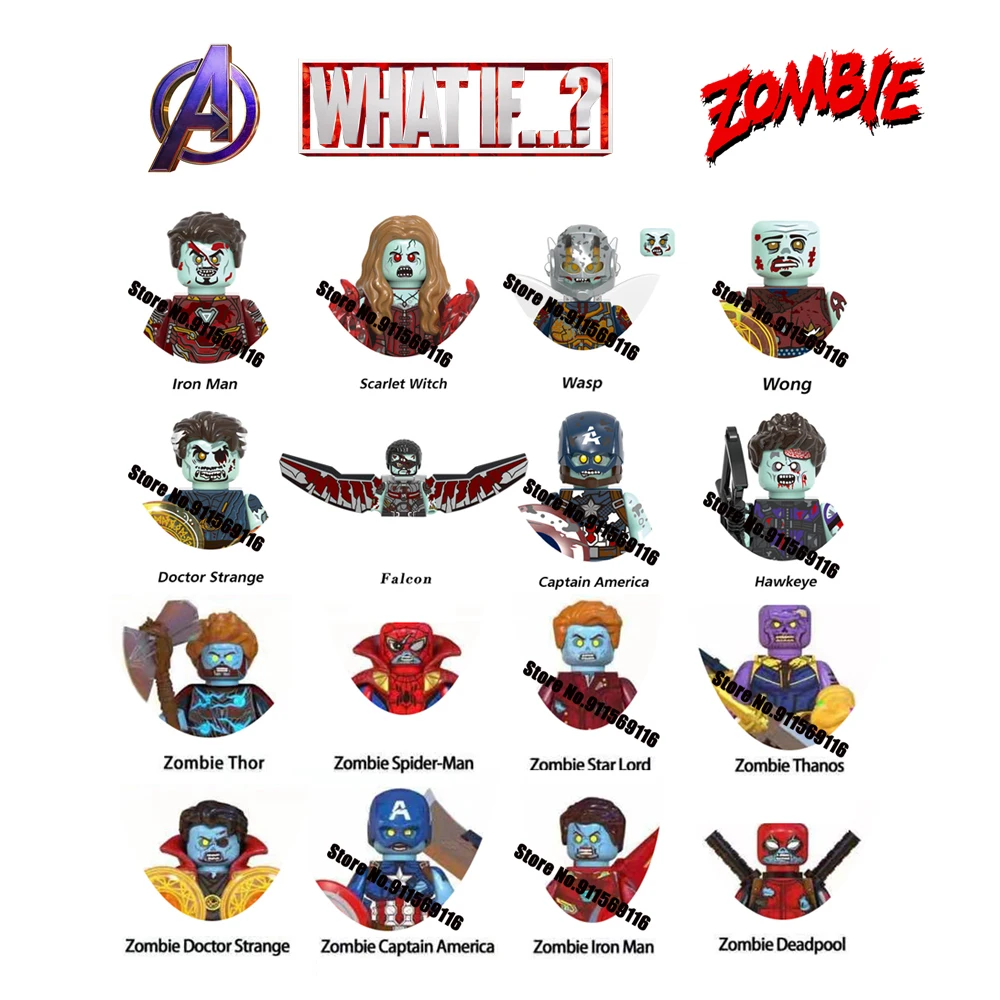 

Disney What If Zombie Superhero Building Blocks Thanos Spiderman Iron Man Captain America Doctor Strange Action Figures Kid Toys