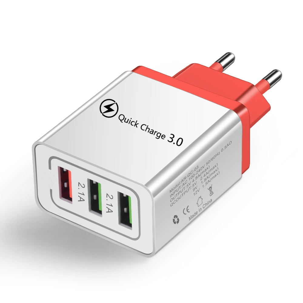 18 Вт Быстрая зарядка 3,0 EU US 5 в 3 А Быстрая зарядка USB ЗУ для мобильного телефона для iPhone 11 Pro Max huawei mate 30 Pro дорожное зарядное устройство s - Тип штекера: Red