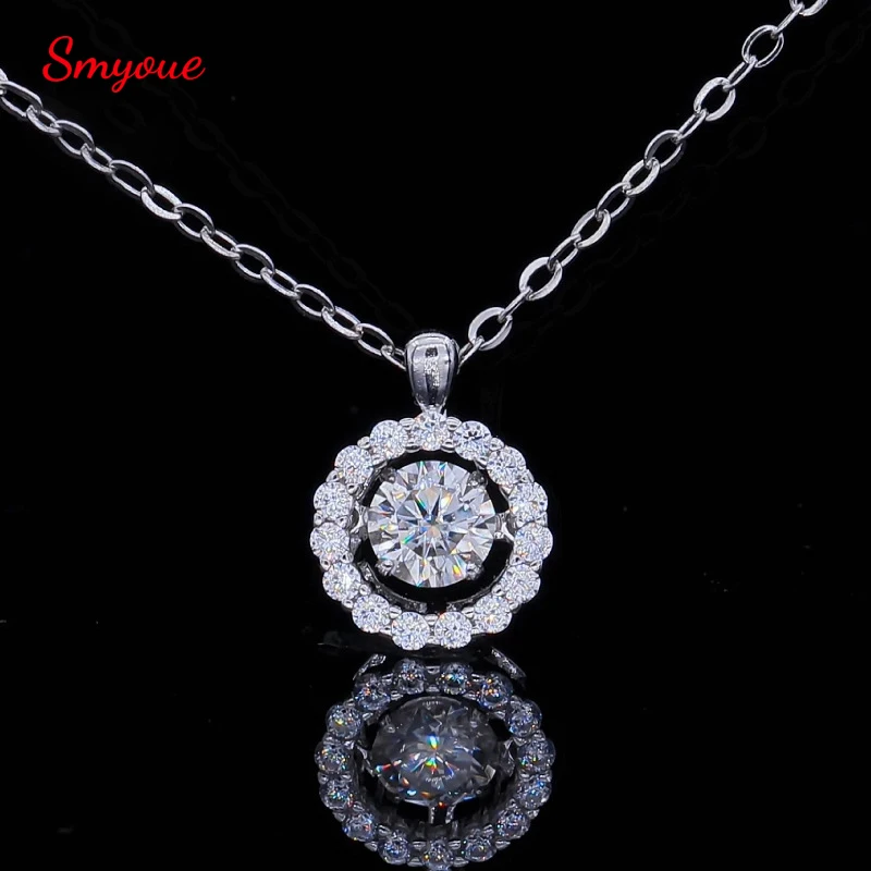 

Smyoue Super White Real D Color 0.5 Carat Moissanite Pendant Necklace For Women 18k Round 925 Sterling Silver Jewellery