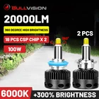 Светодиодная фара BULLVISION H11 H7 20000Lm H8 H9 H1 9005 9006 360 автоусилитель D2H D1S D2S D3S D4S, автомобильная светодиодная лампа HB3 HB4 12 В