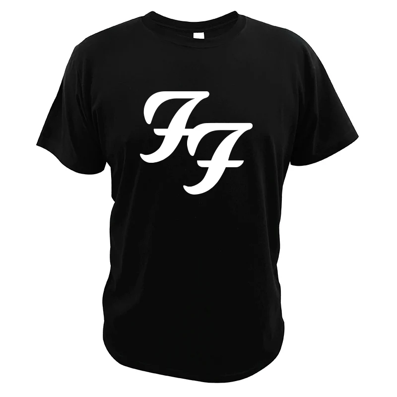 Foo fights футболка американская рок группа логотип печать футболка дышащая Homme вырез лодочкой европейский размер высокое качество Чистый хлопок Топы - Цвет: Черный