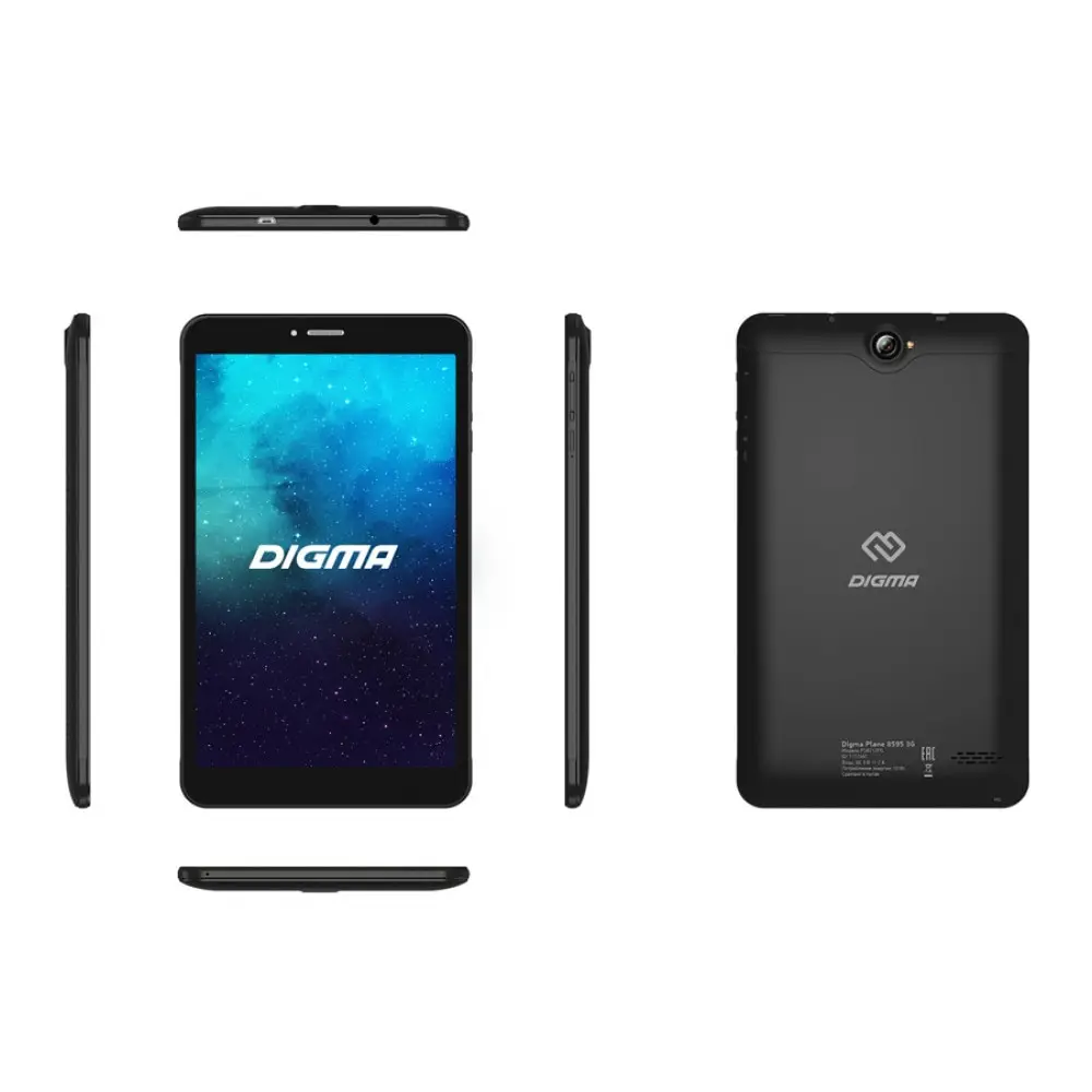 Планшет Digma Plane 8595 3G 1112461/ 2Gb/16Gb/8"/IPS/1280x800/WiFi/BT/GPS/Android 9.0/microSD 128Gb/3500mAh/PS8212PG/черный -