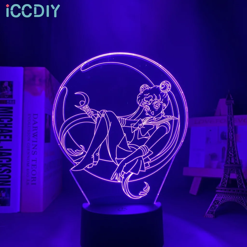 

Acrylic Led Night Light Lamp Anime Sailor Moon for Bedroom Decorative Room Nightlight Birthday Gift 3d Table Light Manga