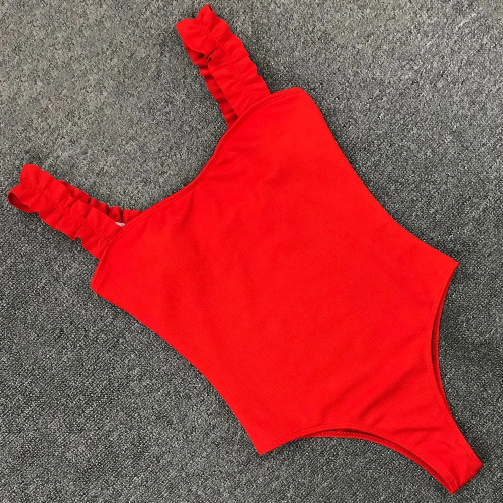 Белый цельный купальник женский с оборками сексуальный купальный костюм пуш ап