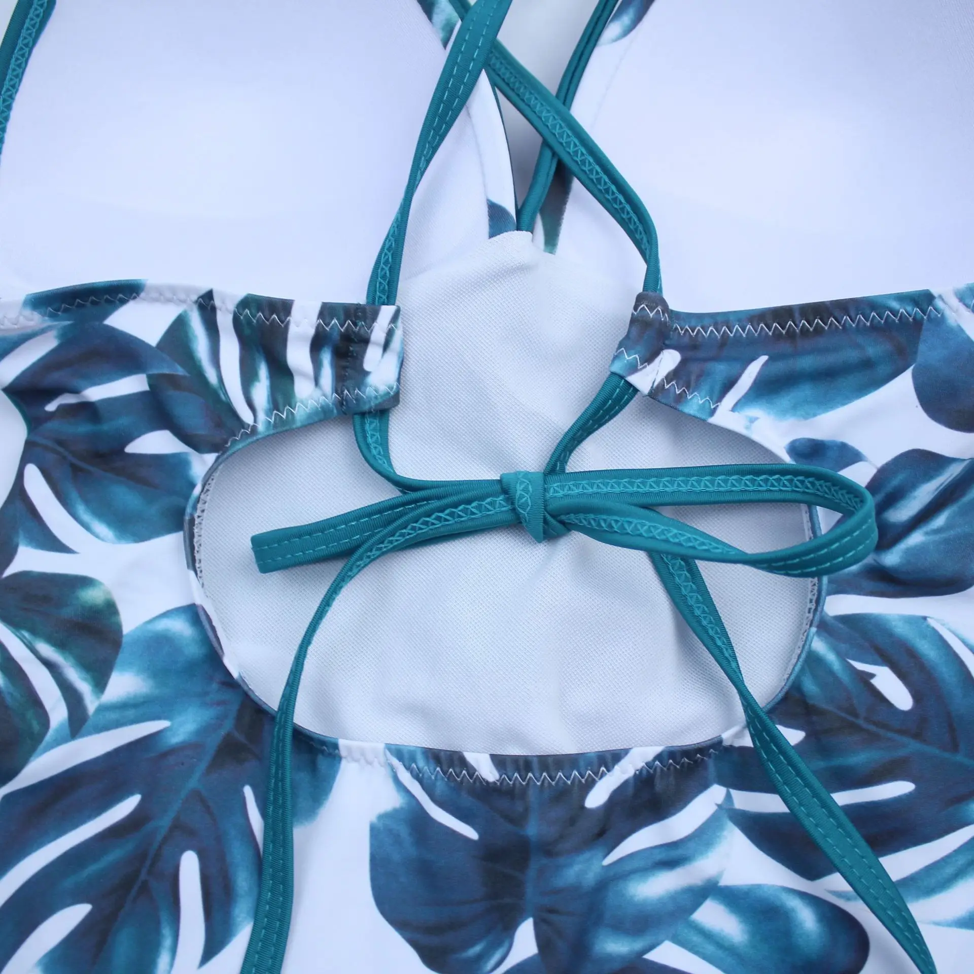 

Green Leafy Halter Swimsuit with Strap Print One Piece Swimsuit Women Sexy One Piece Swim Suits Cupshe Cute Swimsuit Women