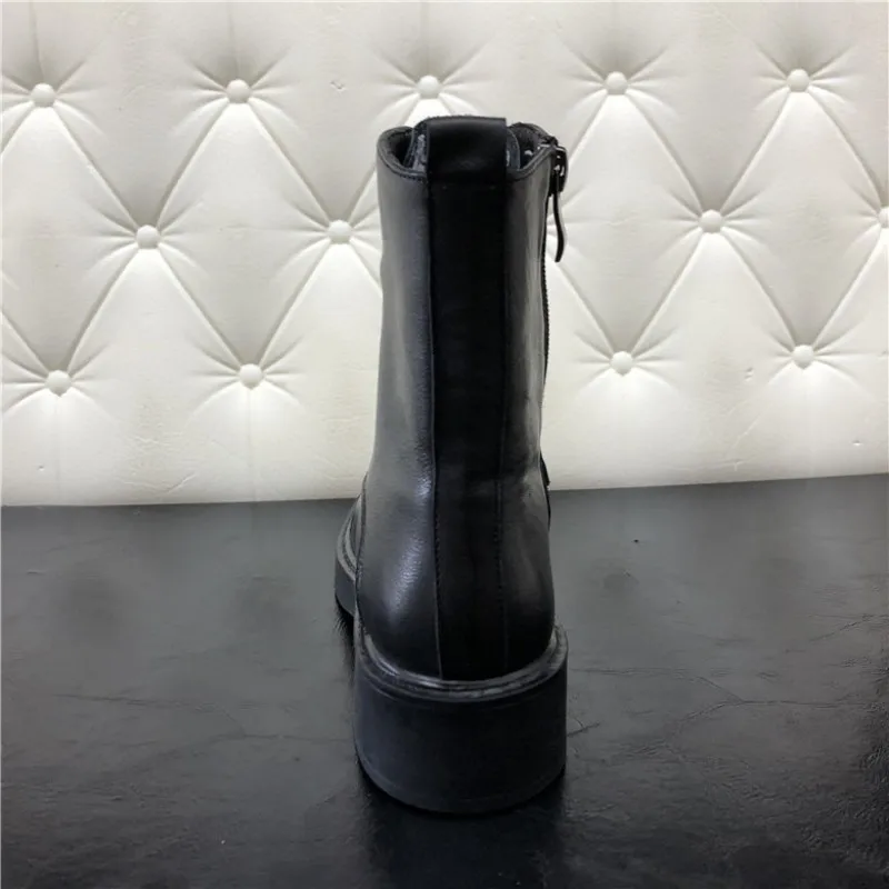 Harga Renda Chunky Sepeda Motor Sepatu Wanita Sisi Ritsleting Platform Punk Semata Kaki Mewah Merek Desainer Musim Gugur Musim Dingin Sepatu Wanita