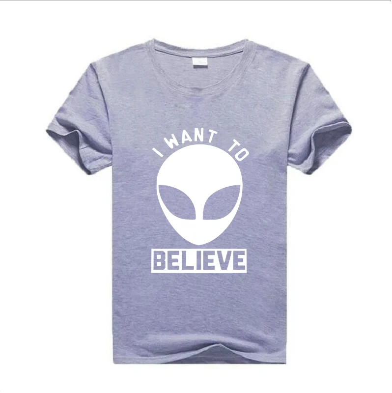 

I want to believe letter printing T-shirt casual Harajuku cotton short-sleeved tee summer 0 neck new plus size tops T-shirts