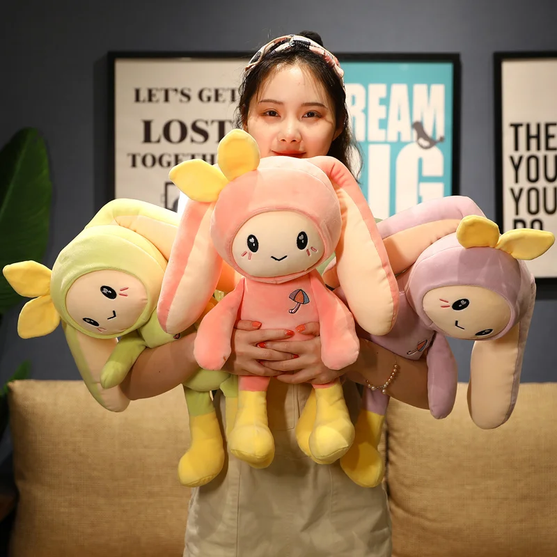 

50-135cm Huggable Fluffy Long Ears Rabbit Plush Toys Soft Funny Stuffed Animal Dolls Pillow Cushion Kids Lovers Birthday Gifts