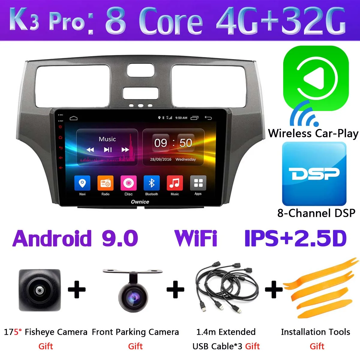 K3 Pro CarPlay Ownice K1 K3 K5 K6 автомобильный dvd-плеер на основе Android для Lexus ES ES250 ES300 ES330 2004 2005 2006 автомобиль радио gps DSP Carplay 360 ° панорамный - Цвет: K3 Pro CarPlay