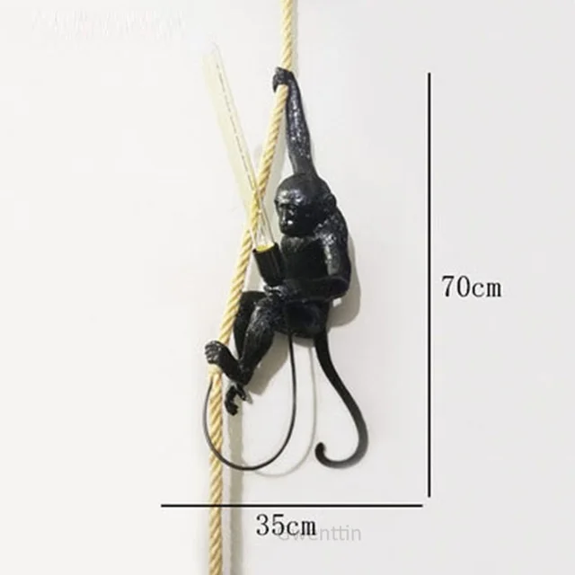 Black pendant lamp Лампа в форме обезьяны, смолы, черный, белый, золотой, правая левая сторона, обезьяна, настенный светильник для спальни, ретро бра, настенные светильники, близнецы, настенный светильник - Цвет абажура: Black pendant lamp