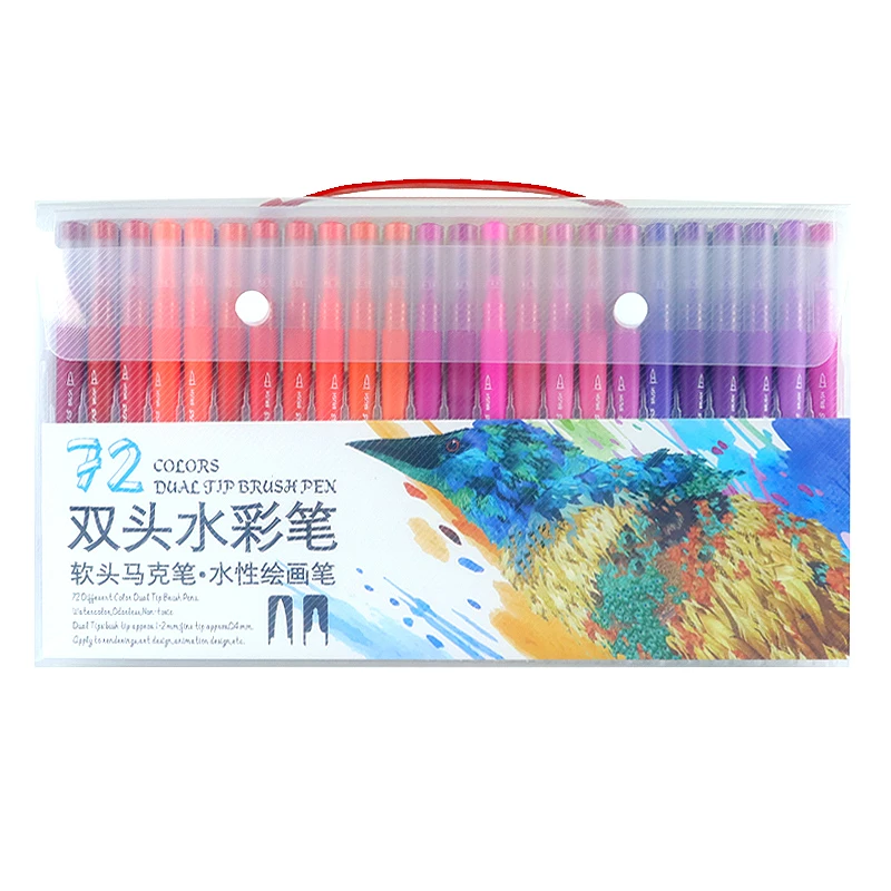 72 Colors Новинка, цветные ручки, двойной кончик, кисть, маркер, ручка, акварель, тонкая подводка, художественные маркеры для раскрашивания, рисования, каллиграфии - Цвет: 72 Colors