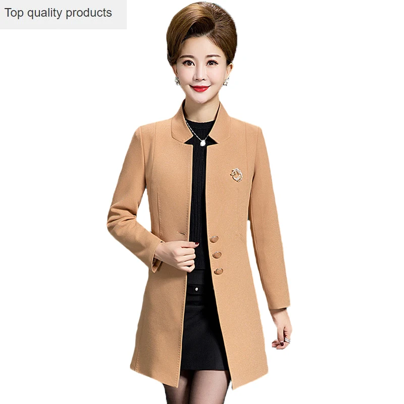 

Spring Autumn 2023 Women A-line Trench Coat Single Breasted Slim Mid-Long Coat Female Plus Size jaqueta feminina YR135