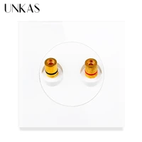 unkas wall 2 way stereo socket 86mm 86mm sounds gold plated binding post amplifier speaker audio crystal glass panel outlet