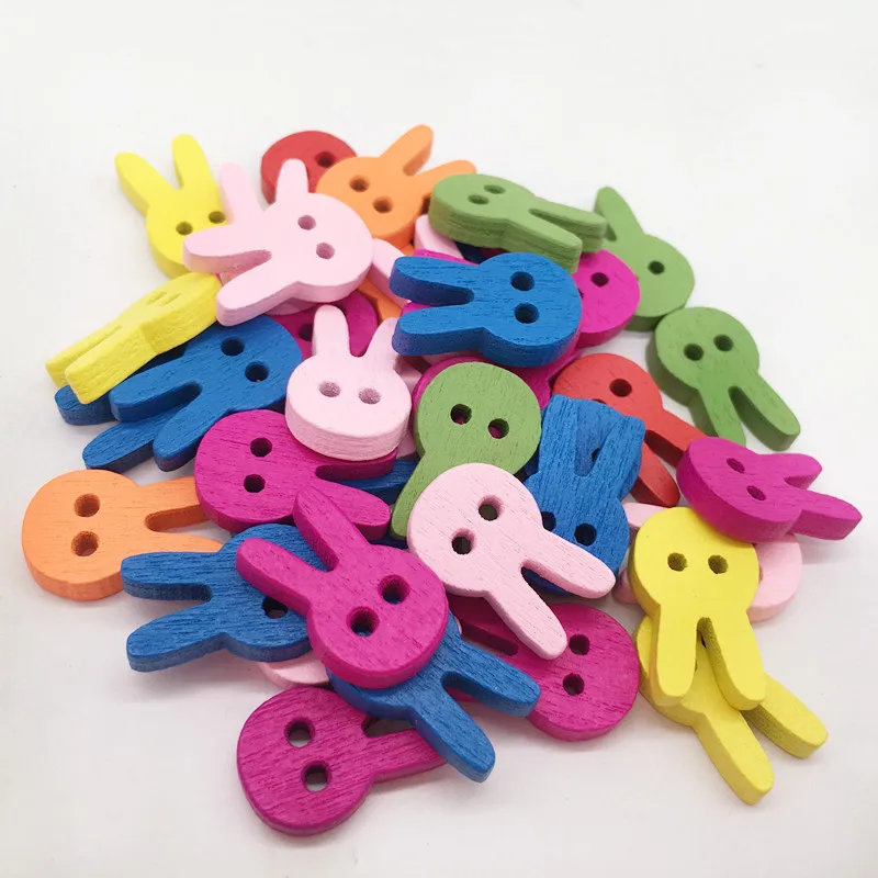 Ручная работа DIY цветные пуговицы кролика деревянные детская одежда ручной