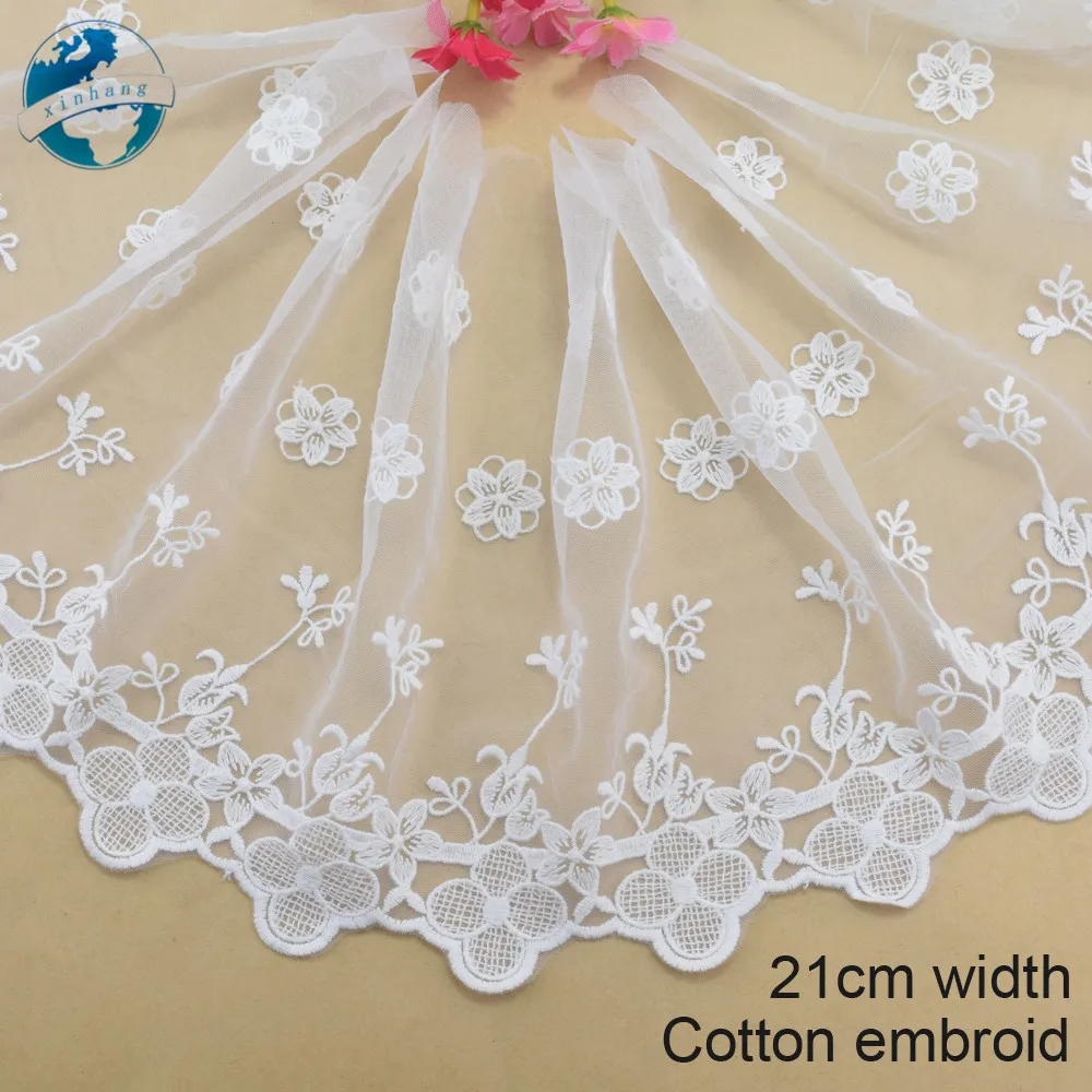 21 см ширина белая кружевная хлопковая вышивка кружево французская лента ткань