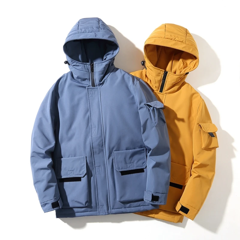 

New Men Windbreaker Hooded Cargo Jacket Mens Winter Pocket Jacket Male Waterproof Warm Casual Streetwear Jacket Coats Parkas