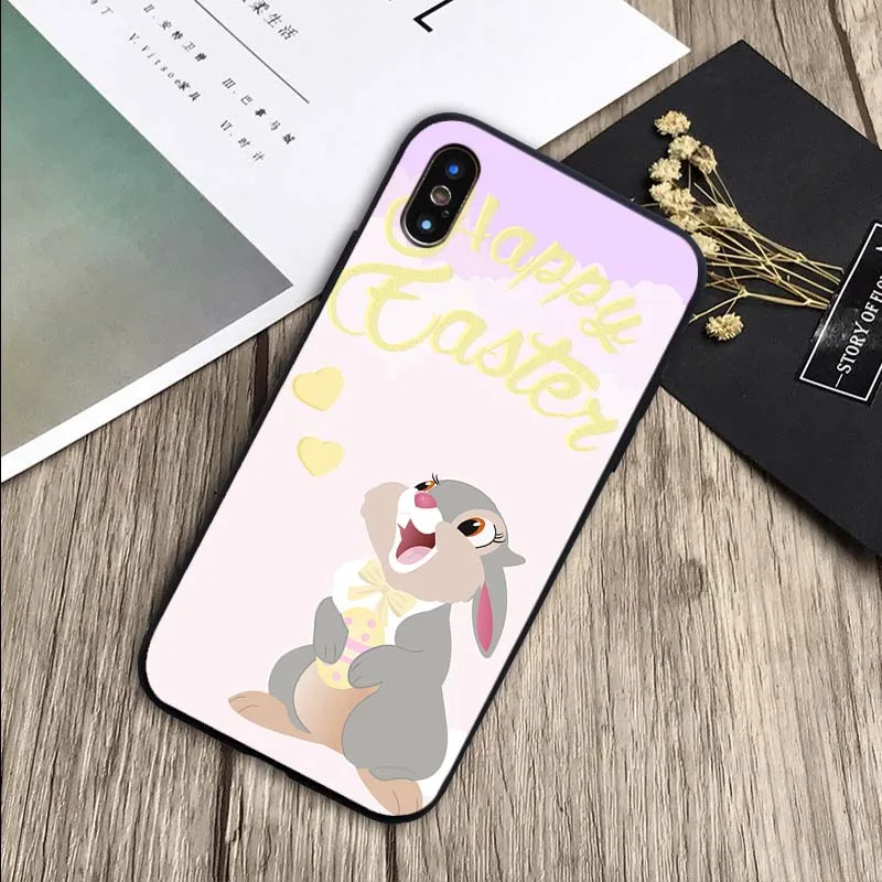 Bambi Thumper чехол мягкий силиконовый черный ТПУ Телефон чехол для iPhone 6 6plus 7 8 plus 5 5S SE X XR XS Max