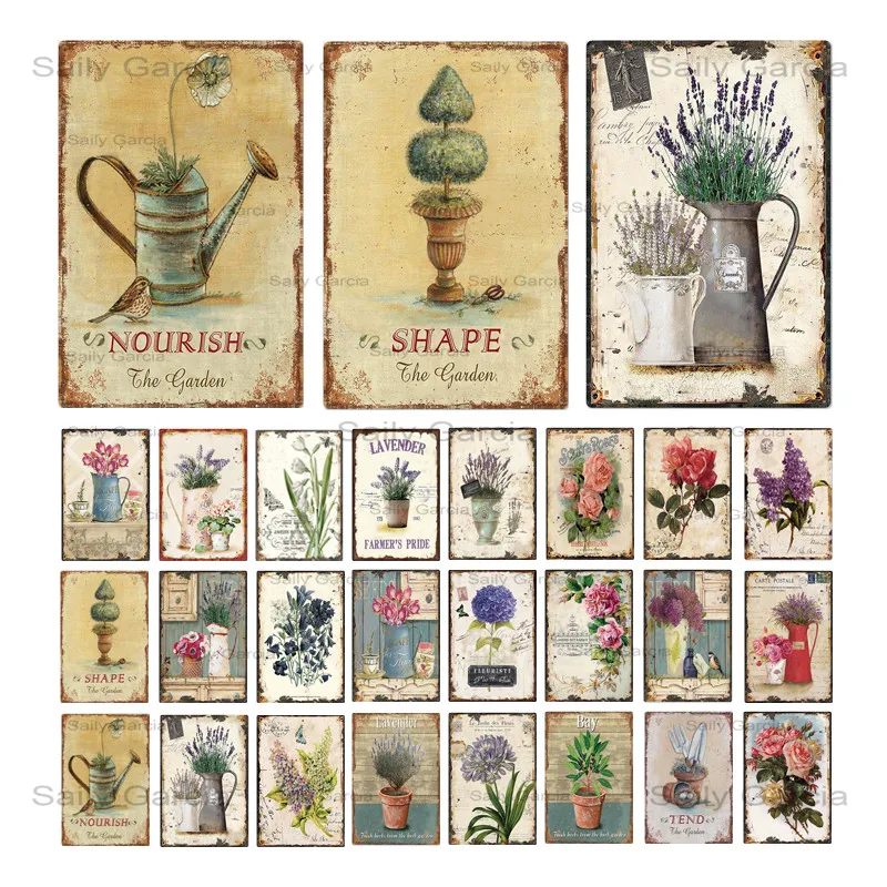 

Flower Vintage Tin Sign Metal Retro Plaque Bar Pub Club Flower Market Wall Decorative Plate Home Decor 20x30cm