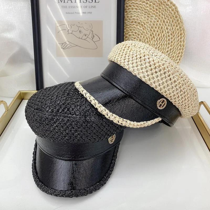 

Летняя мужская темно-синяя шляпа мужская соломенная шляпа винтажная британская индивидуальная восьмиугольная шляпа дышащая универсальна...