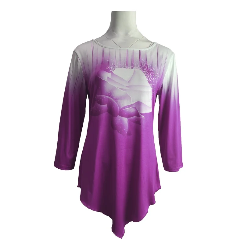 

Women's Autumn Fashion Casual Round Neck Rose Print Loose Women's T-Shirt Top