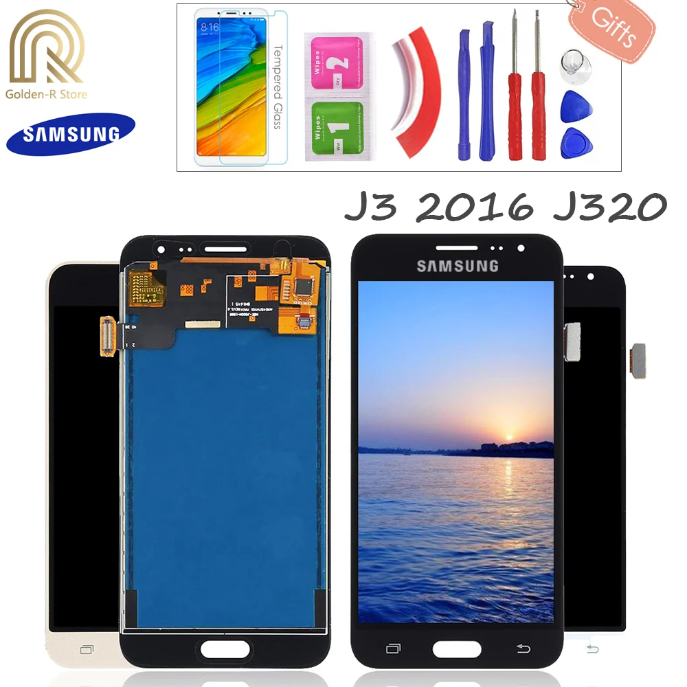 Для samsung Galaxy J3 2016 дисплей J320 J320F J320M J320Y ЖК-дисплей с сенсорным сенсором стекло