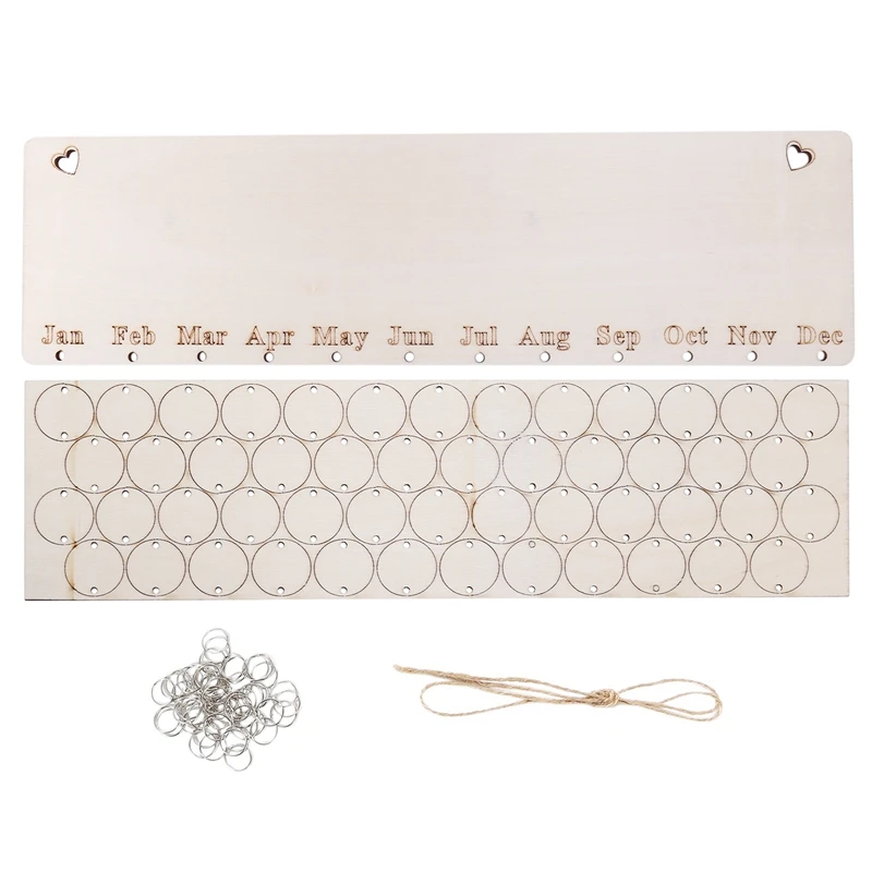 

Birthday Memorandum Reminder Wooden Hanging DIY Calendar Plaque Board Home Party Decoration