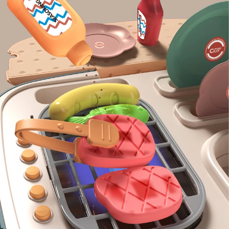 

2 in 1 Kids Barbecue Cart Toy Girl Kitchen Supermarket Hand Cart Baby Pretend Play Toy Gift Simulation Kitchen Toys
