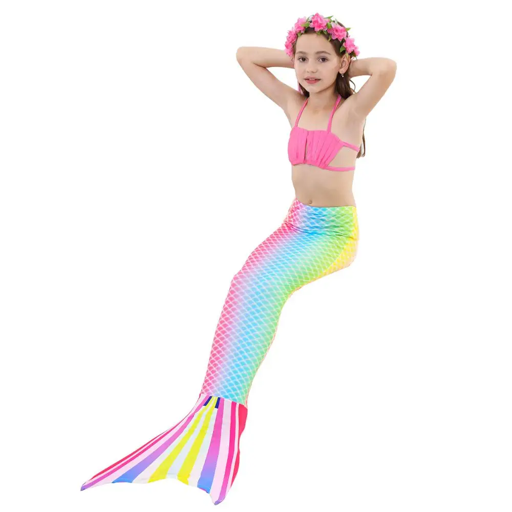 Купальный костюм с хвостом русалки для девочек Комплект бикини Костюм Русалки