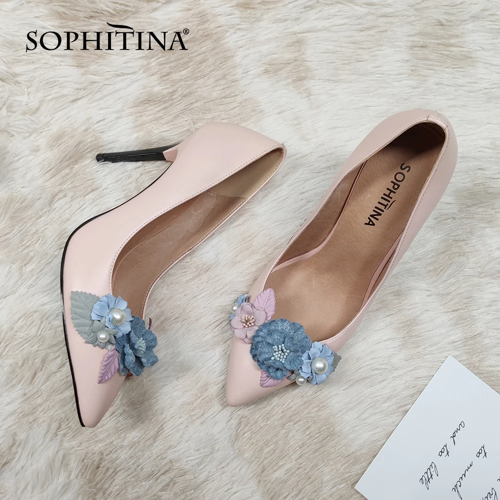 SOPHITINA/летние женские туфли лодочки на очень высоком тонком каблуке с острым