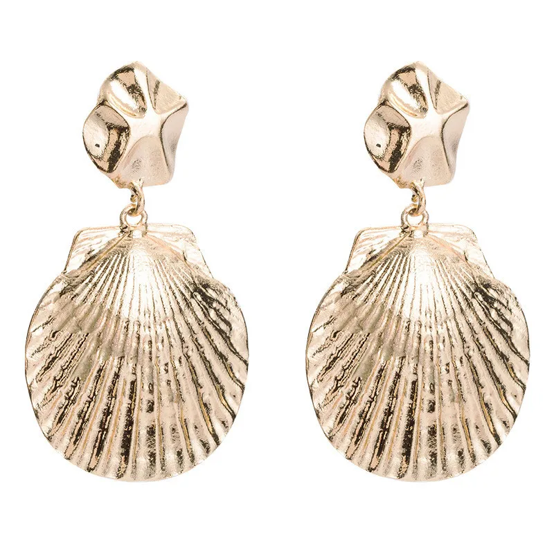 Модные новые металлические серьги подвески в виде ракушек для женщин богемные