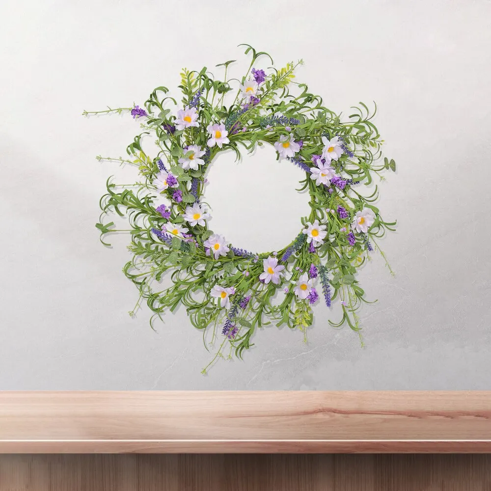 

Artificial Flower Spring And Summer Home Decor Round For Front Door Lavender Ornament Wreath