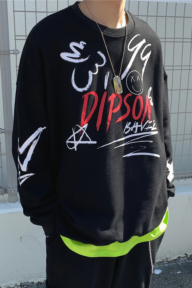 Новинка весна-осень 2020 Молодежный Свитшот с круглым вырезом и принтом граффити