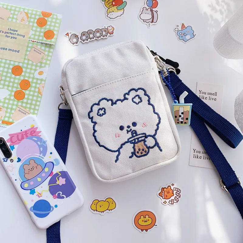 

Japanese Cartoon Woemn Cute Mobile Phone Bag Female Messenger Small Bag Student Canvas Shoulder Bag Girl Coin Purse Clutch