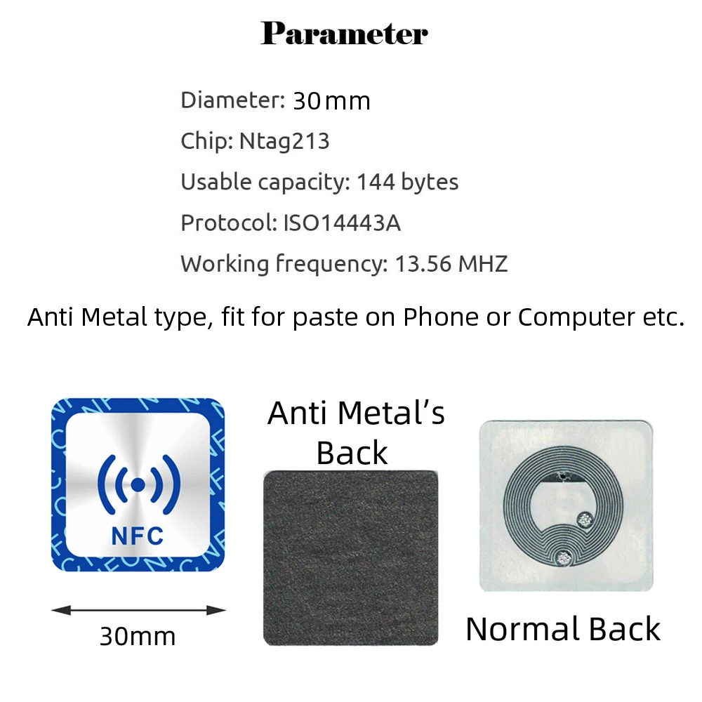 6 шт./лот NFC этикетки наклейки NTAG213 анти Металл RFID клейкая этикетка наклейка