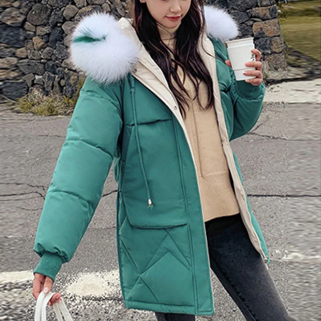 Женское повседневное толстое пальто SAGACE с длинным рукавом и капюшоном зимняя