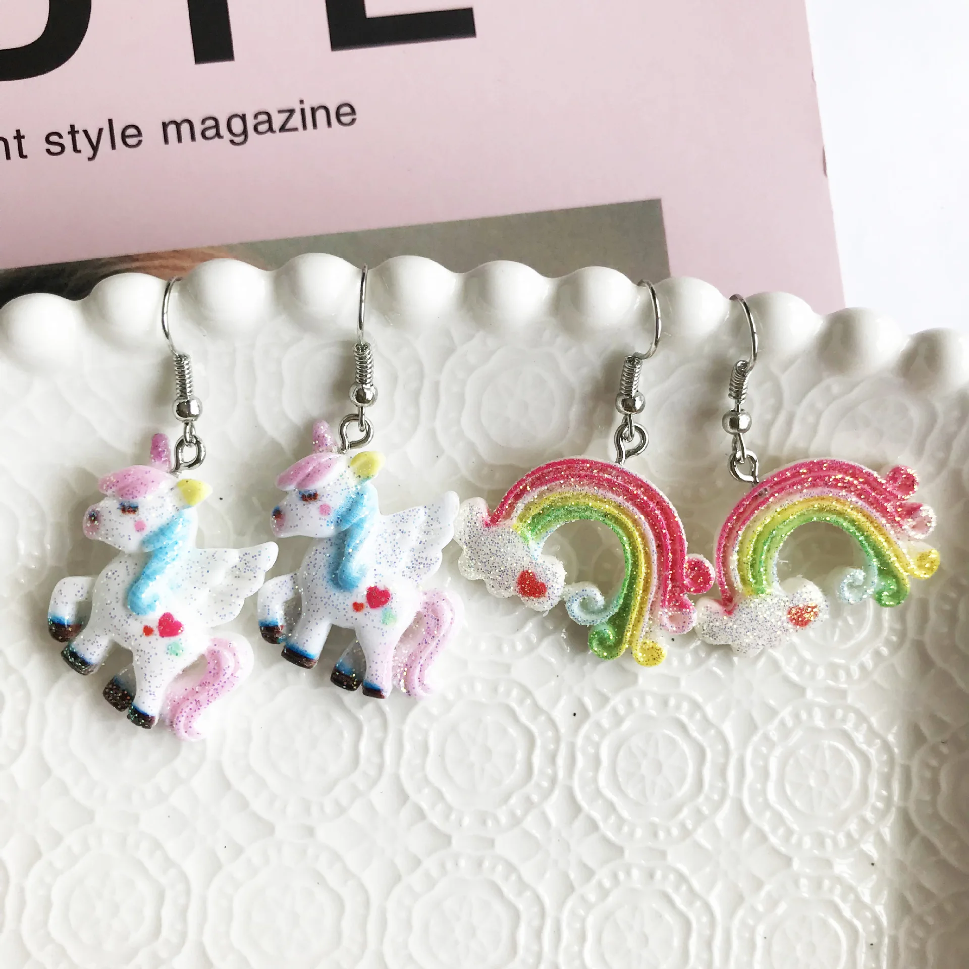 Женские креативные серьги iMaySon простые капельки радужной расцветки в стиле