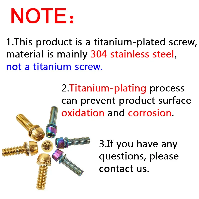 

KRSEC M6/M5 Bike Stem Bolts Titanium Color MTB Bicycle Stem Screws stainless steel Fixed Bolt Handlebar Stem screw Cycling Parts