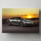Плакаты Supercars, портреты 911 Carrera S, Серебряная Картина для спортивного автомобиля, печать на стене, Картина на холсте для декора комнаты
