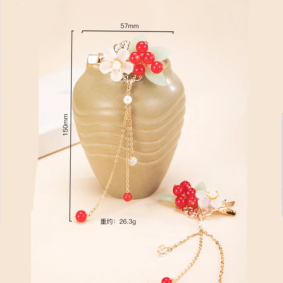 Красная заколка для волос в виде цветка вишни девушек женский головной убор