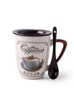 european creative luxury coffee cup cappuccino latte cup retro personality ceramic mug with lid spoon